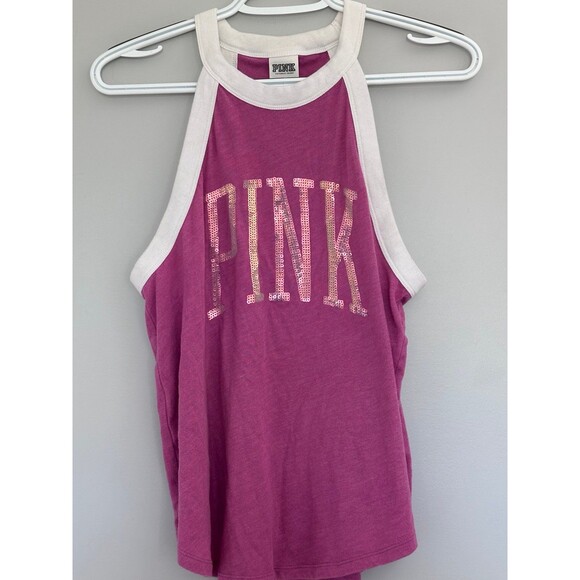 PINK Victoria's Secret Tops - Victoria’s Secret PINK pink sequin halter top